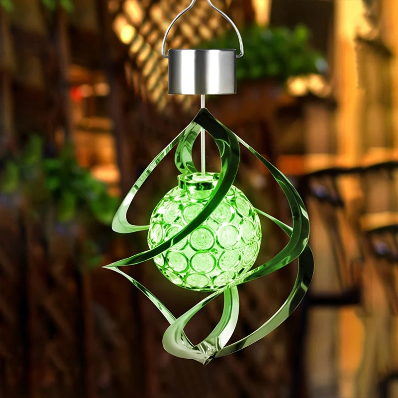 1 Stück Windspinner-Solarlicht, LED-Windspiele, Outdoor-Dekoration, wechselnde Farbe, Kugel-Windspiele, Solar-Hängelaterne für Zuhause, Garten, Außendekoration