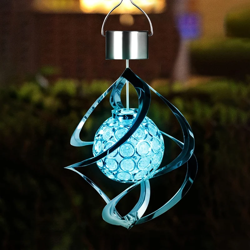 1 Stück Windspinner-Solarlicht, LED-Windspiele, Outdoor-Dekoration, wechselnde Farbe, Kugel-Windspiele, Solar-Hängelaterne für Zuhause, Garten, Außendekoration