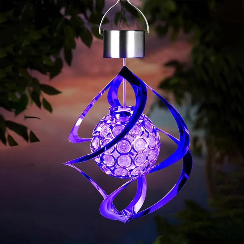 1 Stück Windspinner-Solarlicht, LED-Windspiele, Outdoor-Dekoration, wechselnde Farbe, Kugel-Windspiele, Solar-Hängelaterne für Zuhause, Garten, Außendekoration