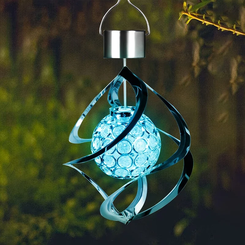 1 Stück Windspinner-Solarlicht, LED-Windspiele, Outdoor-Dekoration, wechselnde Farbe, Kugel-Windspiele, Solar-Hängelaterne für Zuhause, Garten, Außendekoration