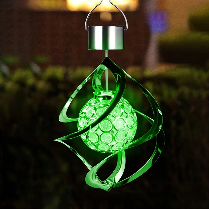 1 Stück Windspinner-Solarlicht, LED-Windspiele, Outdoor-Dekoration, wechselnde Farbe, Kugel-Windspiele, Solar-Hängelaterne für Zuhause, Garten, Außendekoration