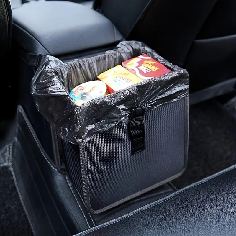 Hängender Auto-Mülleimer, Armlehnenbox, hängender Müllkorb, 2 Gallonen, wasserdicht, schwarzer Müll-Organizer, Auto-Innenzubehör