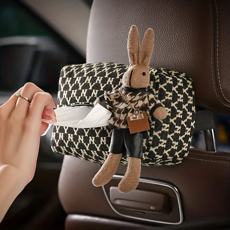Modische und langlebige Auto-Taschentuchbox mit süßer Hasenpuppe – perfektes Geschenk für Fahrer, um sauber und ordentlich zu bleiben.