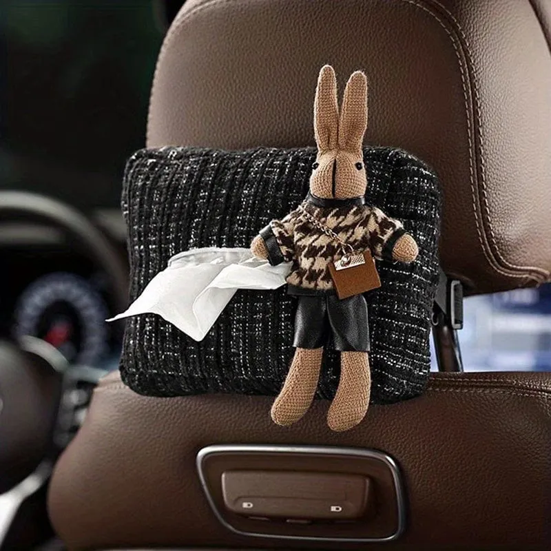Modische und langlebige Auto-Taschentuchbox mit süßer Hasenpuppe – perfektes Geschenk für Fahrer, um sauber und ordentlich zu bleiben.