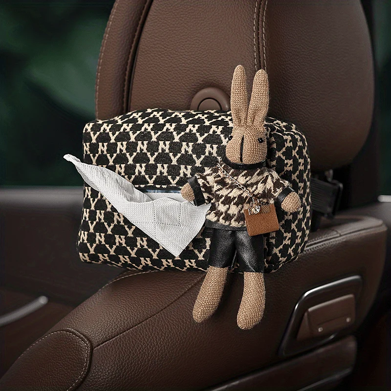 Modische und langlebige Auto-Taschentuchbox mit süßer Hasenpuppe – perfektes Geschenk für Fahrer, um sauber und ordentlich zu bleiben.