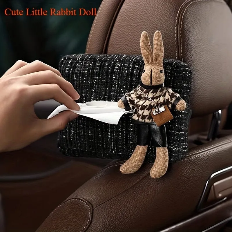 Modische und langlebige Auto-Taschentuchbox mit süßer Hasenpuppe – perfektes Geschenk für Fahrer, um sauber und ordentlich zu bleiben.