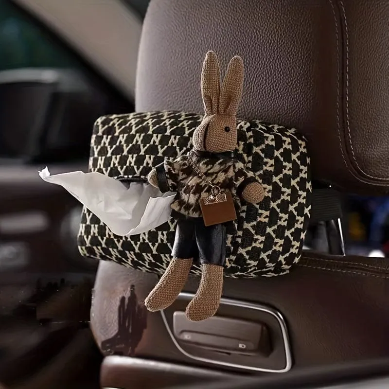 Modische und langlebige Auto-Taschentuchbox mit süßer Hasenpuppe – perfektes Geschenk für Fahrer, um sauber und ordentlich zu bleiben.
