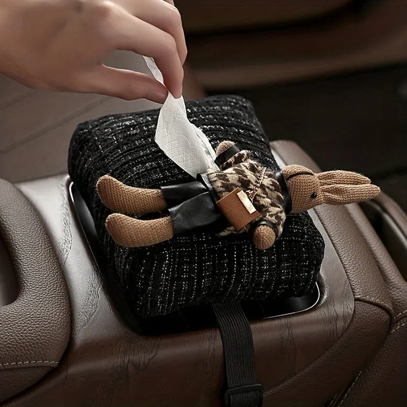 Modische und langlebige Auto-Taschentuchbox mit süßer Hasenpuppe – perfektes Geschenk für Fahrer, um sauber und ordentlich zu bleiben.