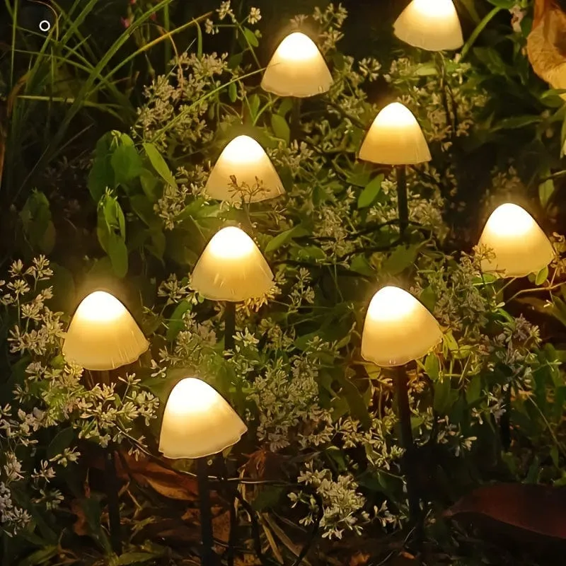 1 Set Solar kleiner Pilz 10 Lichter, wasserdichte Solar-Terrassenlichter, Solar-Lichterketten, für Garten, Hof, Veranda, Hochzeit, Party-Dekoration
