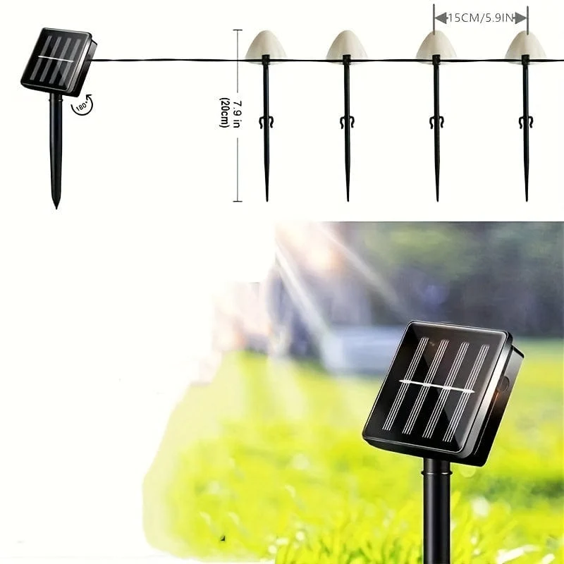 1 Set Solar kleiner Pilz 10 Lichter, wasserdichte Solar-Terrassenlichter, Solar-Lichterketten, für Garten, Hof, Veranda, Hochzeit, Party-Dekoration