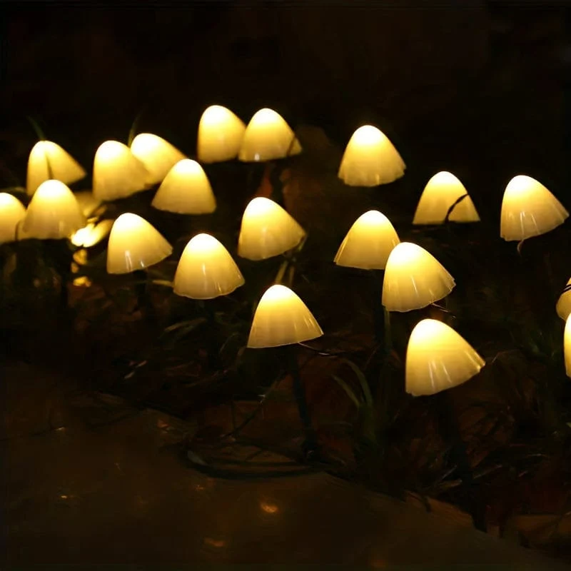 1 Set Solar kleiner Pilz 10 Lichter, wasserdichte Solar-Terrassenlichter, Solar-Lichterketten, für Garten, Hof, Veranda, Hochzeit, Party-Dekoration