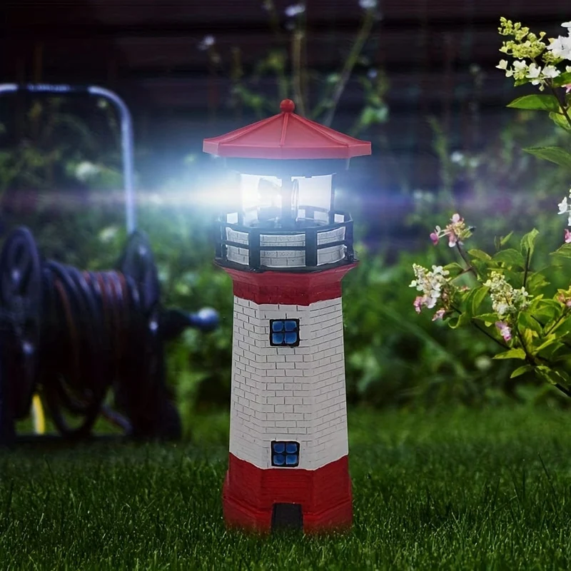 1 Stück Solar-Leuchtturm-Licht für den Außenbereich, rotierende Lampe, Solar-Gartenleuchten, Leuchtturm-Solar-LED-Licht, Gartenzaun-Hof-Außendekoration, intelligente Sensor-Leuchtfeuer-Rotationsstrahllampe, Sensor-Rotationslampe,