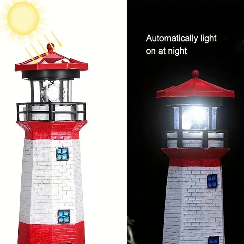 1 Stück Solar-Leuchtturm-Licht für den Außenbereich, rotierende Lampe, Solar-Gartenleuchten, Leuchtturm-Solar-LED-Licht, Gartenzaun-Hof-Außendekoration, intelligente Sensor-Leuchtfeuer-Rotationsstrahllampe, Sensor-Rotationslampe,