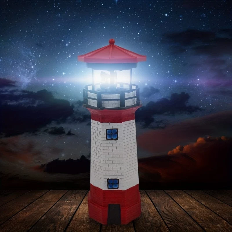 1 Stück Solar-Leuchtturm-Licht für den Außenbereich, rotierende Lampe, Solar-Gartenleuchten, Leuchtturm-Solar-LED-Licht, Gartenzaun-Hof-Außendekoration, intelligente Sensor-Leuchtfeuer-Rotationsstrahllampe, Sensor-Rotationslampe,