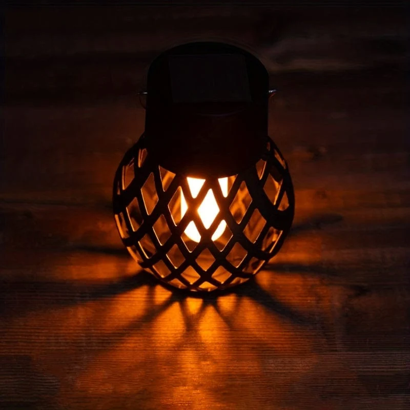 4 Stück Solarlaterne für den Außenbereich, Solarleuchten mit realistisch flackernden Flammen, hängend/stehend, Solarflammenlicht für Balkon, Terrasse, Gartendekoration, Halloween-Dekorationen, Lichter im Freien
