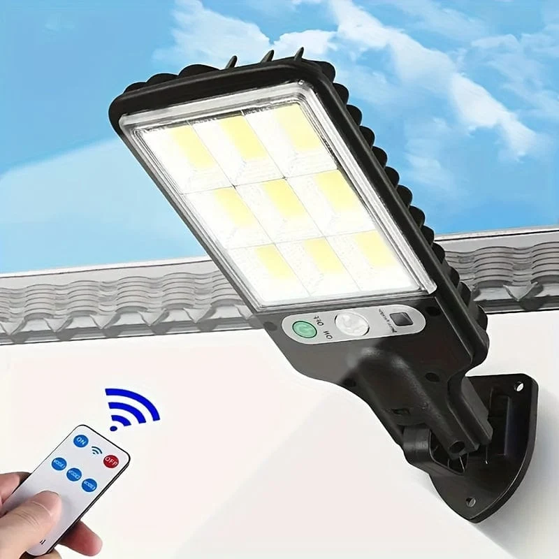 NEU 1 Stück 2200 W Solar-Straßenleuchte für den Außenbereich, Induktions-Gartenleuchte für den menschlichen Körper mit Fernbedienung, LED-Wandleuchte, wasserdichte Gartenleuchte