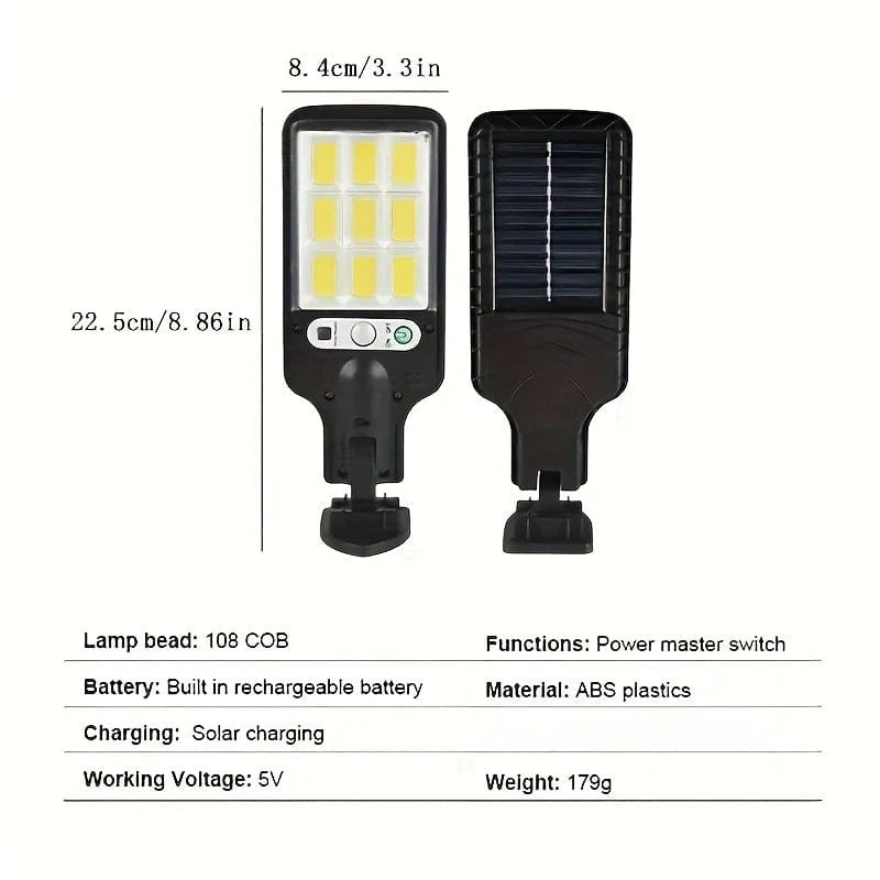 NEU 1 Stück 2200 W Solar-Straßenleuchte für den Außenbereich, Induktions-Gartenleuchte für den menschlichen Körper mit Fernbedienung, LED-Wandleuchte, wasserdichte Gartenleuchte