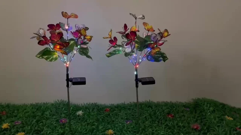 2er-Pack Solarschaukel-Wind-Schmetterlingslichter, wasserdichte dekorative Gartenlichter, mit farbwechselndem Schmetterlingsdesign, solarbetriebene LED-Außenlichter für Terrasse, Hof und Weg