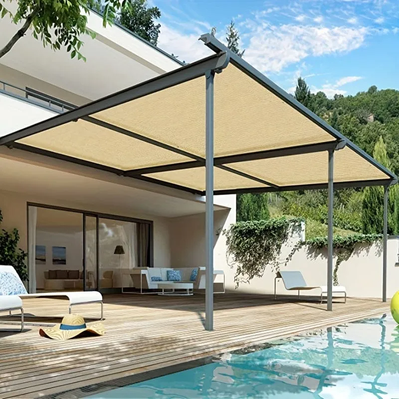 1 Stück verschlüsseltes Sonnenschutznetz, Sonnenschutztuch für Hof, Balkon, Garten, starkes und langlebiges, verdicktes Pflanzentierschuppen-Sonnenschutz-Sonnenschutzsegel, 2 m/6.56 Fuß x 4 m/13.12 Fuß