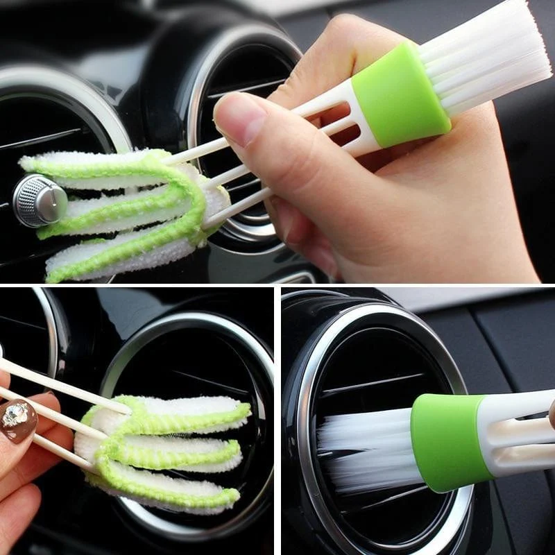 1 Stück Multifunktions-Reinigungsbürste Auto-Lüftungsschlitz-Reiniger Mini-Staubwedel Doppelend-Mikrofaser-Staubwedel Abnehmbarer Stoffbezug Auto-Detailpflege-Werkzeuge