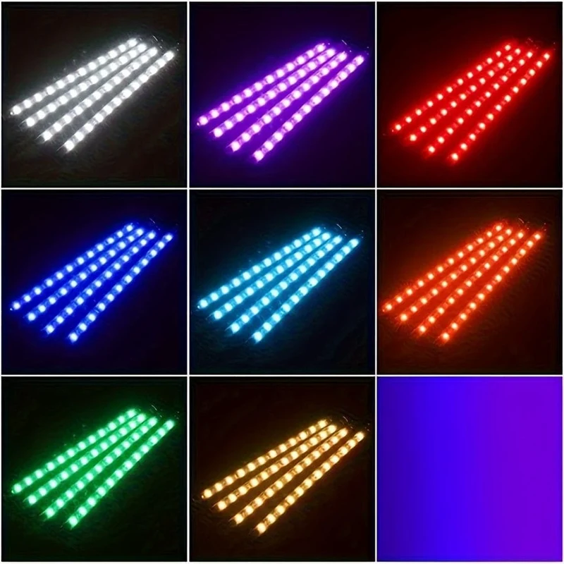 Ein Auto-Atmosphärenlicht, kabelloses RGB-Fußlicht mit Fernbedienung, 48 LED-APP-einstellbares Farbatmosphärenlicht, ein bis vier Musiklicht
