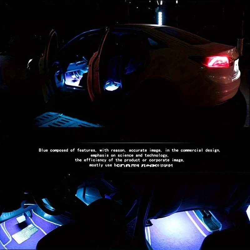 Ein Auto-Atmosphärenlicht, kabelloses RGB-Fußlicht mit Fernbedienung, 48 LED-APP-einstellbares Farbatmosphärenlicht, ein bis vier Musiklicht