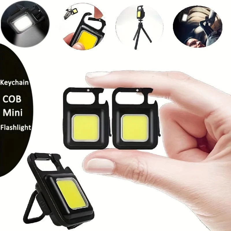 Tragbare LED-Taschenlampe, wiederaufladbar, multifunktionales Mini-Arbeitslicht, kleine Schlüsselanhänger-Taschenlampen für Outdoor, Camping, Autobeleuchtung
