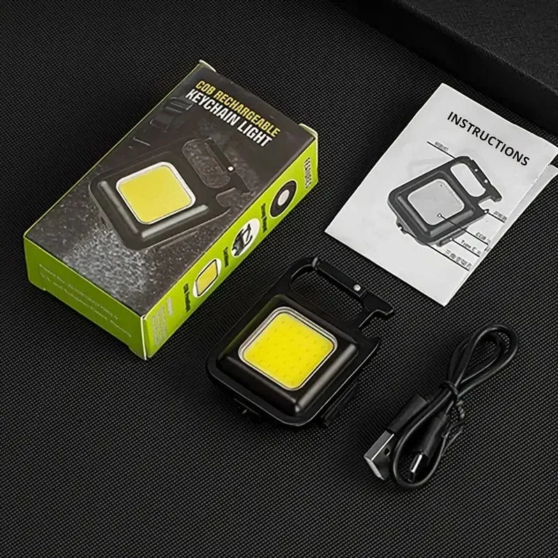 Tragbare LED-Taschenlampe, wiederaufladbar, multifunktionales Mini-Arbeitslicht, kleine Schlüsselanhänger-Taschenlampen für Outdoor, Camping, Autobeleuchtung