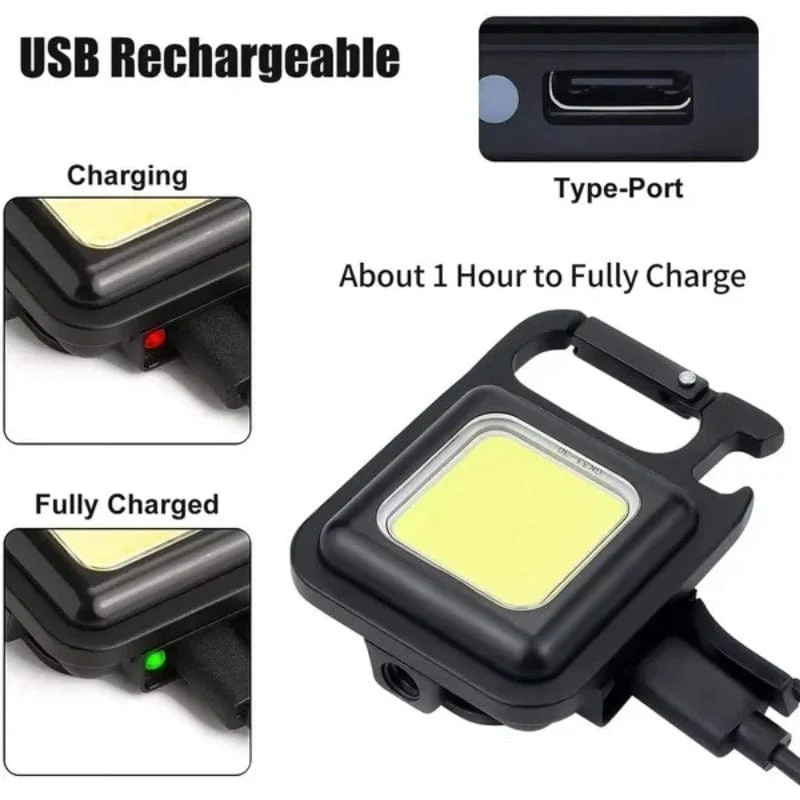 Tragbare LED-Taschenlampe, wiederaufladbar, multifunktionales Mini-Arbeitslicht, kleine Schlüsselanhänger-Taschenlampen für Outdoor, Camping, Autobeleuchtung