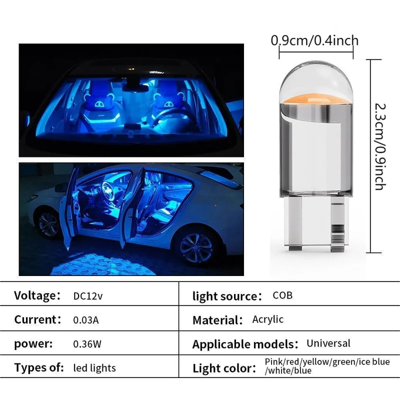10 stücke W5w Led T10 Auto Licht Cob Glas 6000 karat Weiß Auto Automobil Kennzeichen Lampe Dome Licht Lesen drl Lampe Stil 12 v