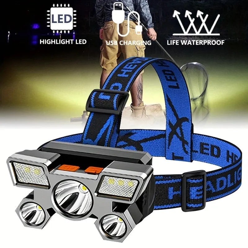 Beleuchten Sie Ihre Outdoor-Camping-Abenteuer mit diesem über USB wiederaufladbaren LED-Scheinwerfer – multifunktionales Autolicht