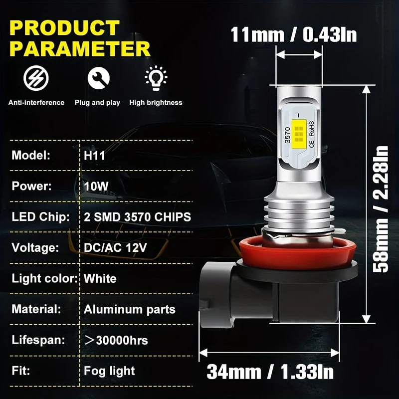 2 stücke H7 H4 H11 H8 9005 9006 H10 9145 3570 CSP LED Auto Motorrad Lkw Nebel Fahren Glühbirnen 6000 K Weiß Tagfahrlicht DRL Lampe 12 V