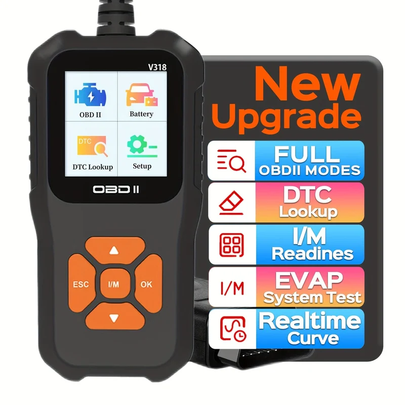 OBD2-Autoscanner-Diagnose-Scan-Tool V318-2, Farbbildschirm, Fahrzeug-Fehlercodeleser, automatisch lesende Fehlercode-Kontrollleuchte für Fahrzeuge mit OBDII-Protokoll