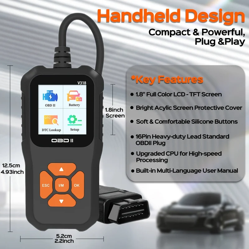 OBD2-Autoscanner-Diagnose-Scan-Tool V318-2, Farbbildschirm, Fahrzeug-Fehlercodeleser, automatisch lesende Fehlercode-Kontrollleuchte für Fahrzeuge mit OBDII-Protokoll
