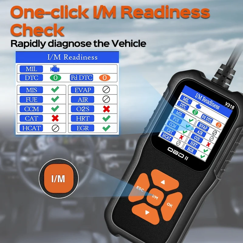 OBD2-Autoscanner-Diagnose-Scan-Tool V318-2, Farbbildschirm, Fahrzeug-Fehlercodeleser, automatisch lesende Fehlercode-Kontrollleuchte für Fahrzeuge mit OBDII-Protokoll