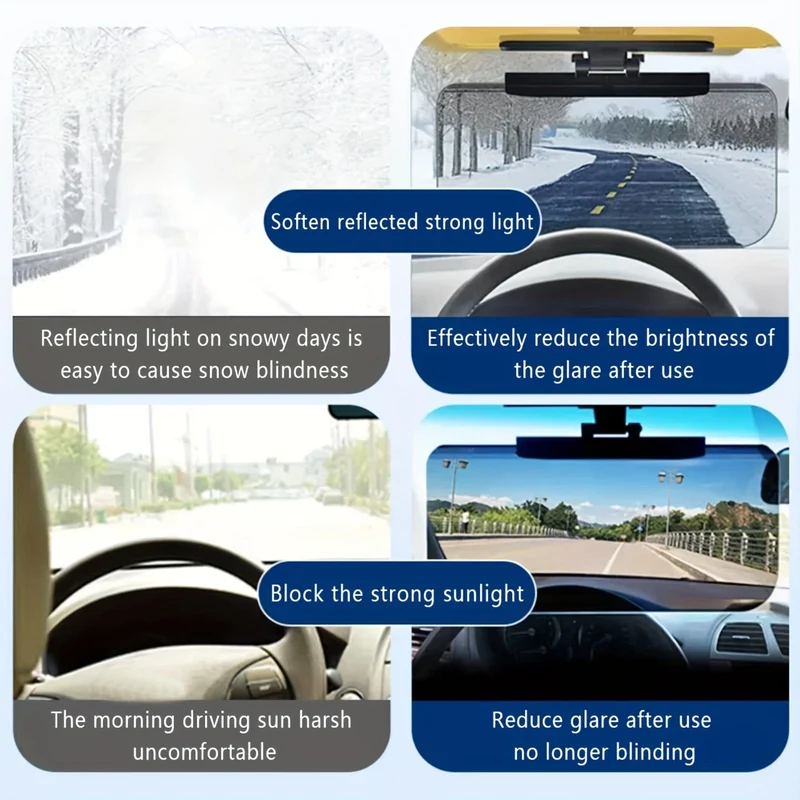Sonnenblende fürs Auto, universelle blendfreie Sonnenblende fürs Auto, Sonnenblende-Verlängerung, verhindert Blendung durch Fremdlicht, Schneeblindheit und UV-Strahlung
