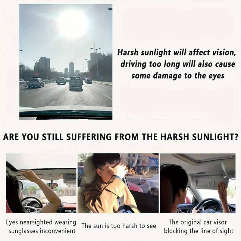 Sonnenblende fürs Auto, universelle blendfreie Sonnenblende fürs Auto, Sonnenblende-Verlängerung, verhindert Blendung durch Fremdlicht, Schneeblindheit und UV-Strahlung
