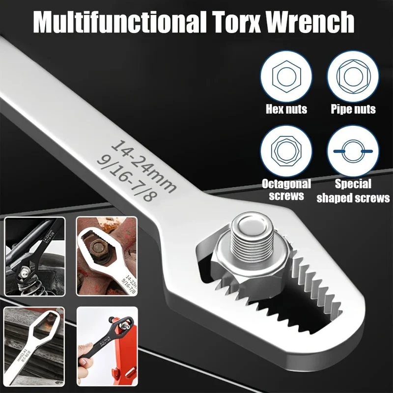Rüsten Sie Ihren Werkzeugkasten mit diesem universellen Doppelkopf-Torx-Schlüssel auf – verstellbar von 3–17 mm