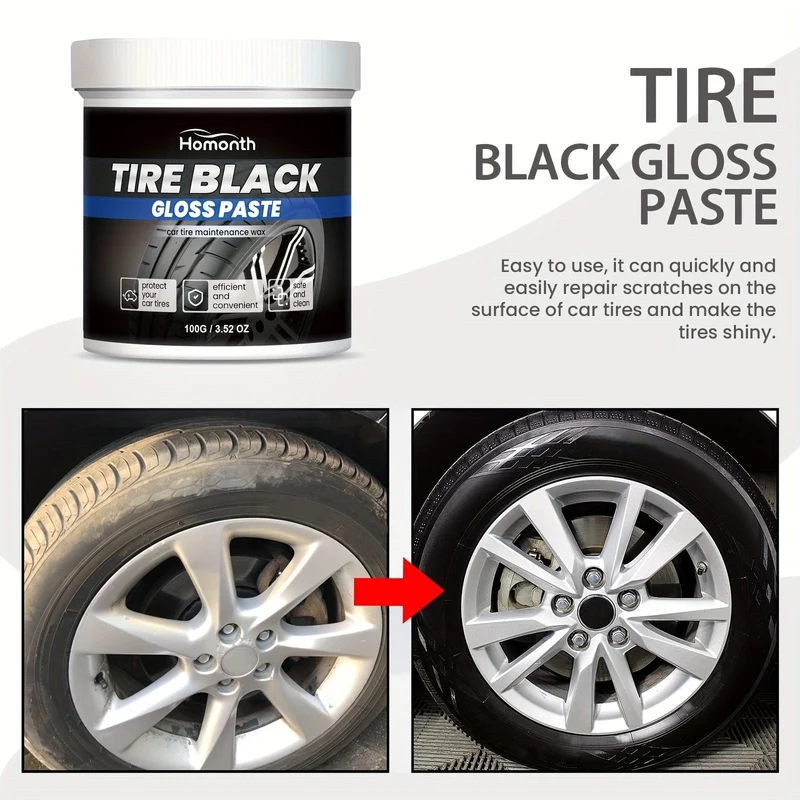 Pflegecreme für Autoreifen. Reifenreinigung, Nabendekontamination, Aufhellung, dauerhafte Rostentfernung und Reinigungsmittel
