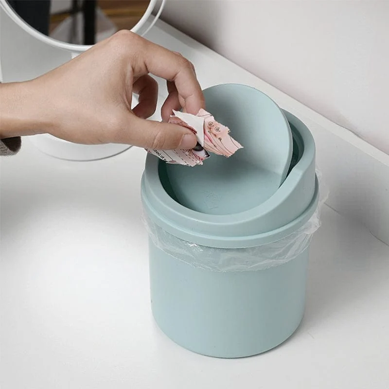 1 stück Mini-Desktop-Mülleimer Kleine Mülleimer-Röhre Mit Abdeckung Schlafzimmer Mülleimer Mülleimer Sauberer Arbeitsbereich Aufbewahrungsbox Home Desk Mülleimer