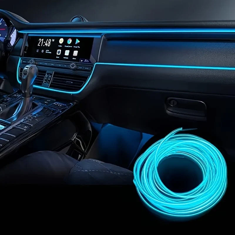 78.74 zoll Auto Innen Led Dekorative Lampe EL Verdrahtung Neon Streifen Für Auto Flexible Umgebungs Licht USB Party Atmosphäre Licht streifen