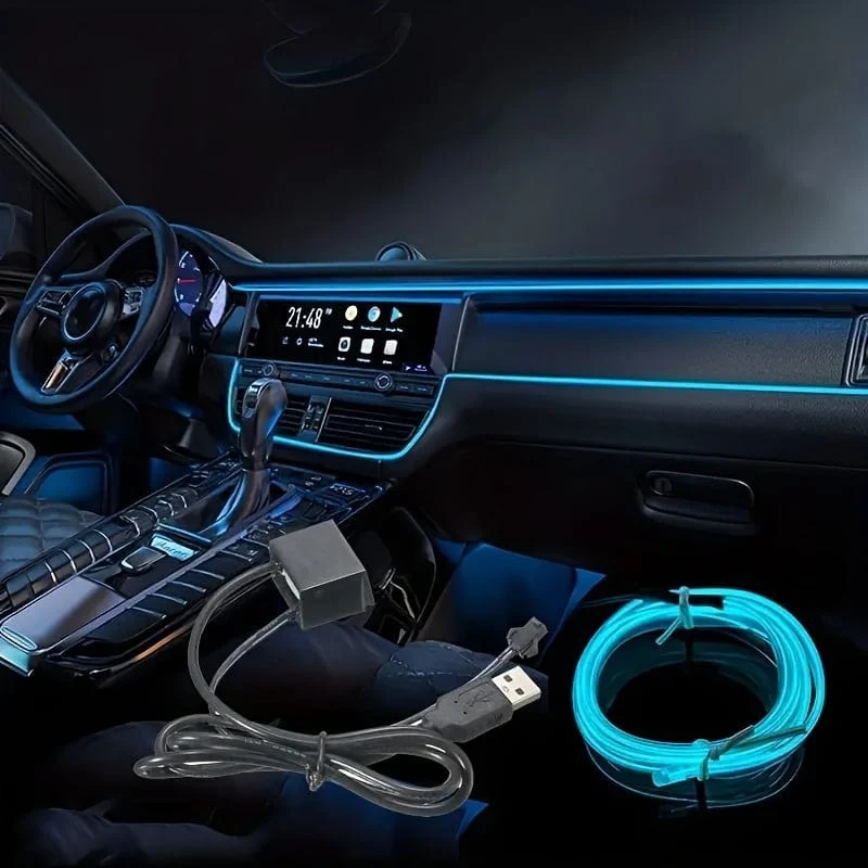 78.74 zoll Auto Innen Led Dekorative Lampe EL Verdrahtung Neon Streifen Für Auto Flexible Umgebungs Licht USB Party Atmosphäre Licht streifen