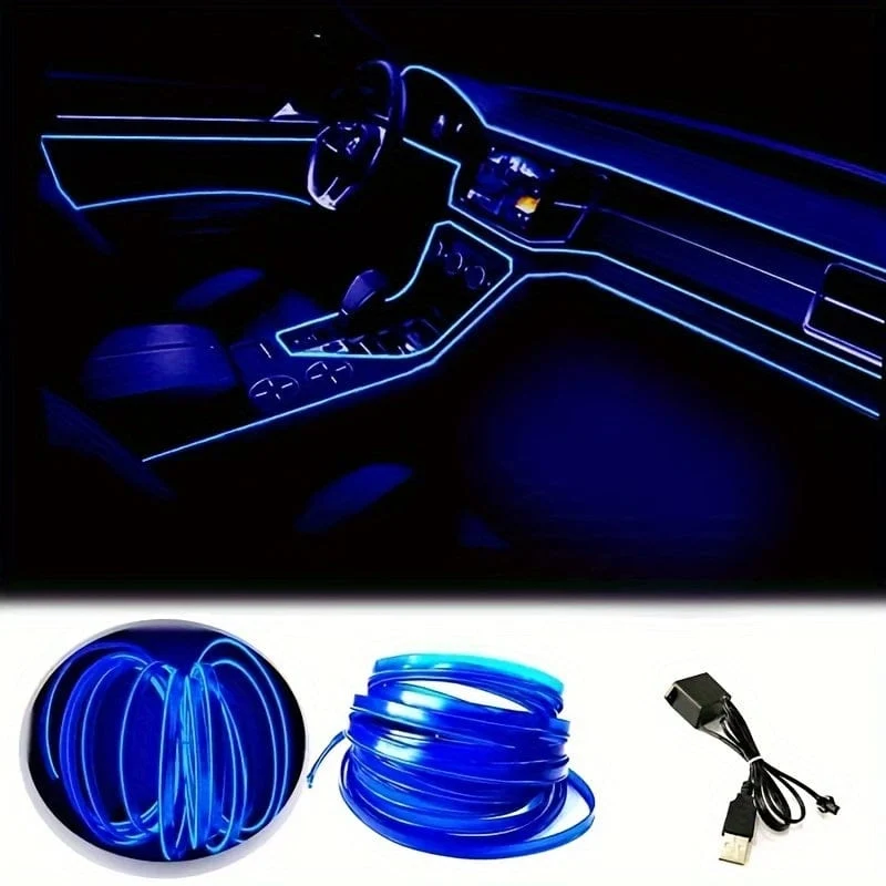 78.74 zoll Auto Innen Led Dekorative Lampe EL Verdrahtung Neon Streifen Für Auto Flexible Umgebungs Licht USB Party Atmosphäre Licht streifen