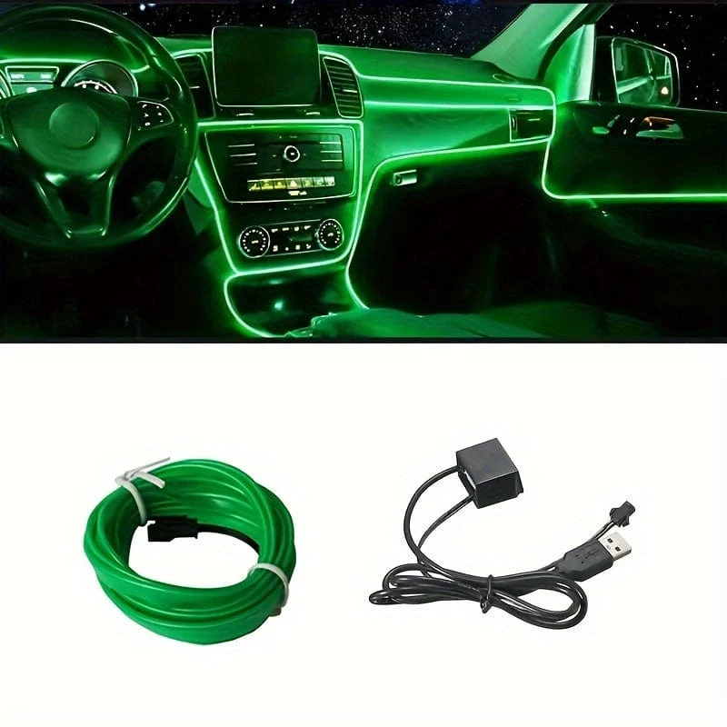 78.74 zoll Auto Innen Led Dekorative Lampe EL Verdrahtung Neon Streifen Für Auto Flexible Umgebungs Licht USB Party Atmosphäre Licht streifen