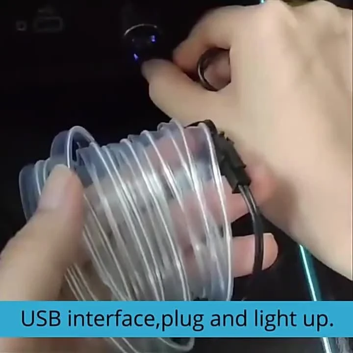 78.74 zoll Auto Innen Led Dekorative Lampe EL Verdrahtung Neon Streifen Für Auto Flexible Umgebungs Licht USB Party Atmosphäre Licht streifen