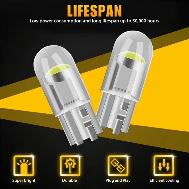 20PCS 12V Weißes LED-Licht T10 194 168 W5W 2825 COB LED-Kennzeichen-Innenbeleuchtungslampen 6000K Anhänger-LKW-Auto-LKW