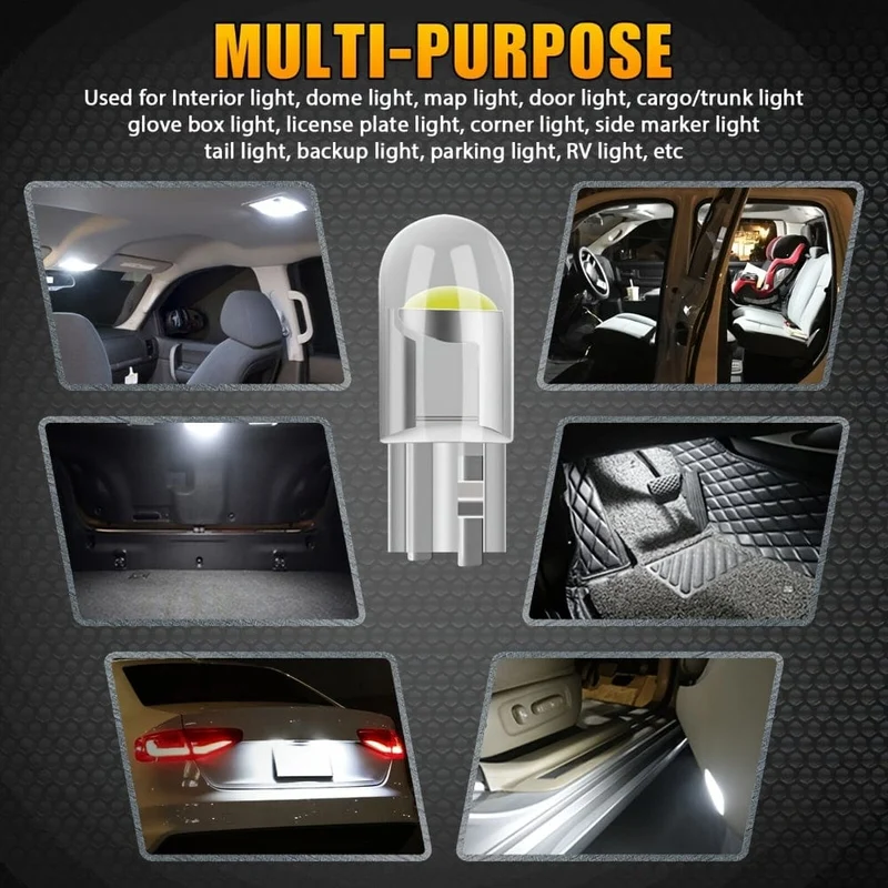 20PCS 12V Weißes LED-Licht T10 194 168 W5W 2825 COB LED-Kennzeichen-Innenbeleuchtungslampen 6000K Anhänger-LKW-Auto-LKW