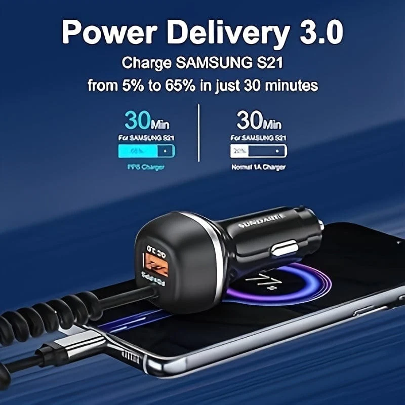 Superschnelles USB-C-Autoladegerät mit 51 W