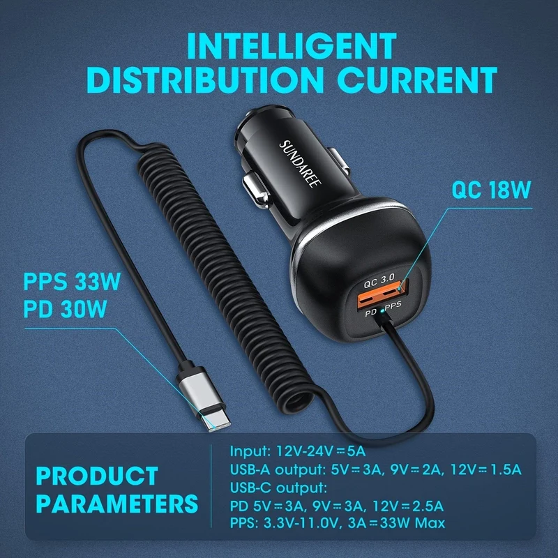 Superschnelles USB-C-Autoladegerät mit 51 W