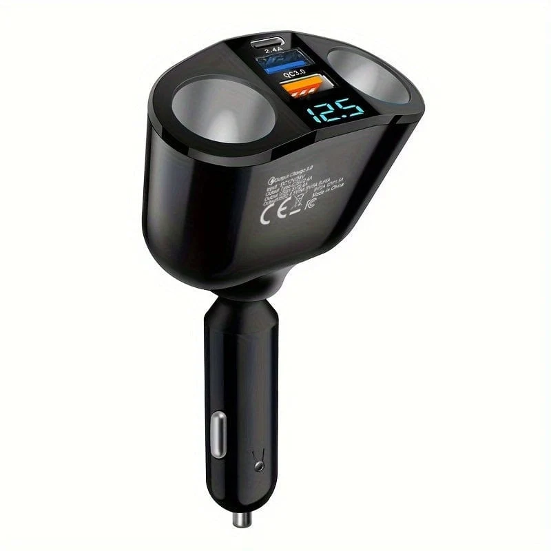 Dual-Port-Autoladegerät-Adapter: Laden Sie mehrere Geräte gleichzeitig mit der digitalen Anzeige auf!